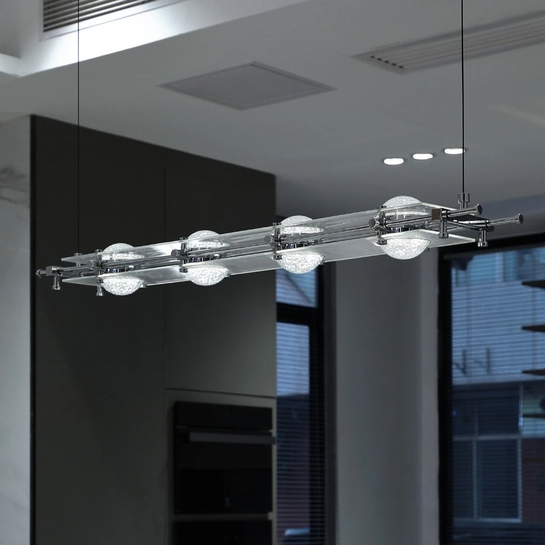 Nowoczesny Żyrandol LED do Kuchni, Jadalni i Salonu – Lampa Wisząca z Akrylu, Srebrna, Tri-color