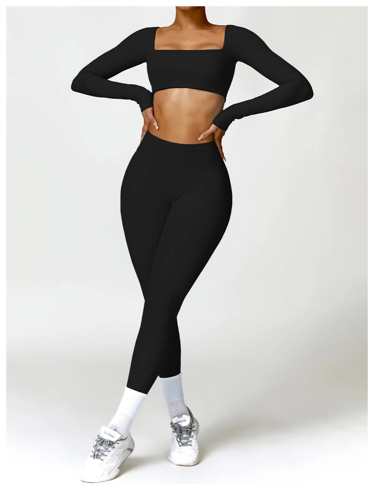 Sportowy Crop Top Damski z Kwadratowym Dekoltem – Szybkoschnący do Jogi i Siłowni