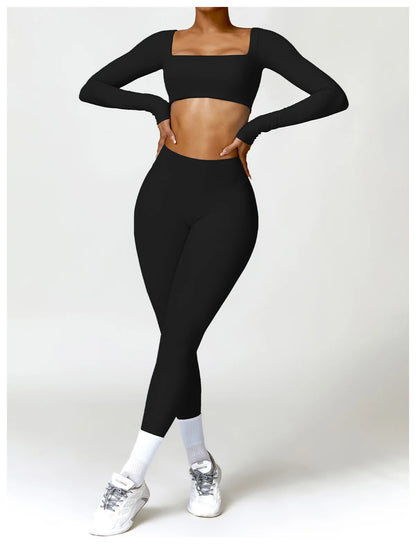 Sportowy Crop Top Damski z Kwadratowym Dekoltem – Szybkoschnący do Jogi i Siłowni