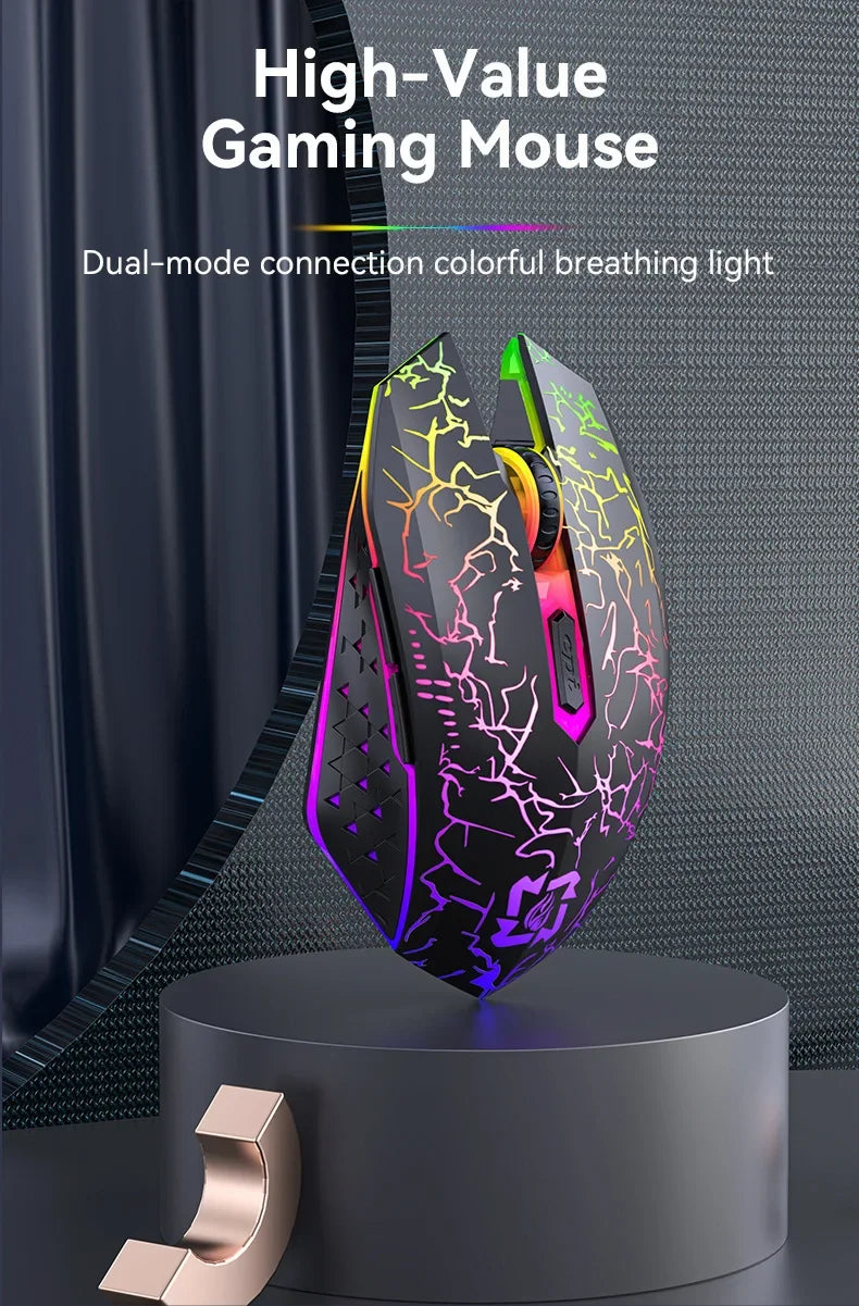 Mysz Bezprzewodowa Gaming Dual-Mode Bluetooth 5.2 + 2.4G RGB 6 Przycisków DPI 800/1200/1600 USB-C