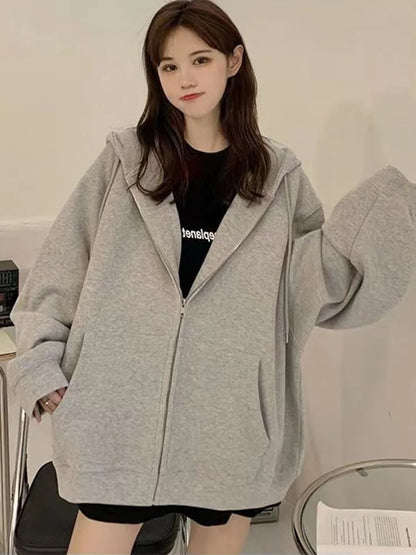 Bluza Kurtka Damska z Zamkiem Y2K Harajuku – Koreański Streetwear Jesień