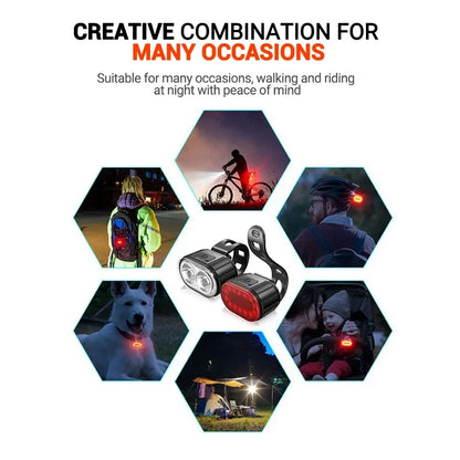 Rechargeable Bike Lighting Front/Rear Lights Bicycle Lamp Led Cycling Light Bike Flashlight for Bicycle Front Taillight Lantern