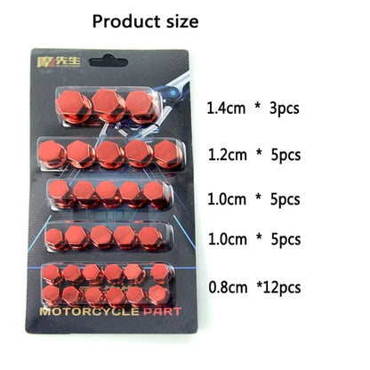 30pcs 0.8cm/1cm/1.2cm/1.4cm Motorcycle Screw Set Decorative Caps Nut Covers Motorcycle Modification Accessories for Yamaha Honda