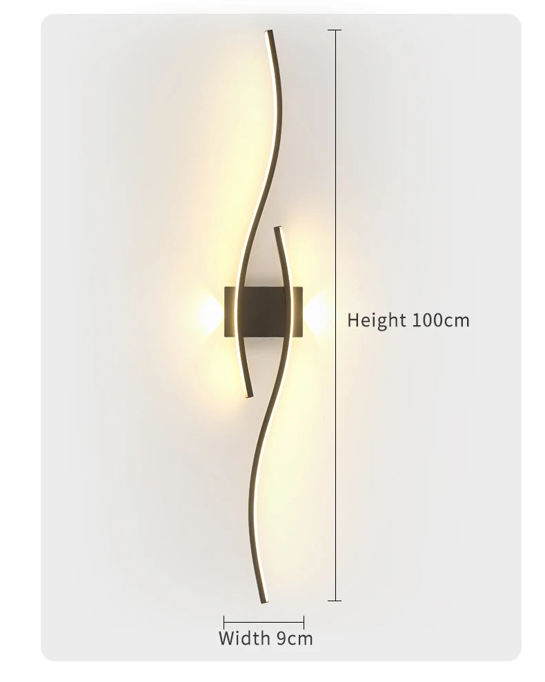 Kinkiet LED Ścienny Aluminiowy 12-18W Salon Sypialnia TV 60-80cm Czarny