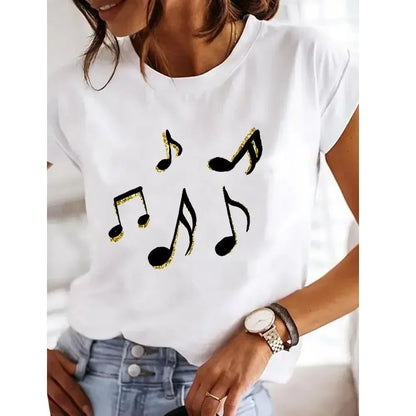 Damski T-shirt Y2K z nadrukiem serca, letnia koszulka 90s
