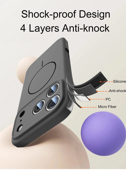 Magnetyczne Etui Silikonowe MagSafe iPhone 17 16 15 14 13 12 Pro Max Plus Air – Miękkie w Dotyku