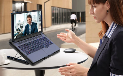 Podstawka chłodząca pod laptopa 15,6"-17,3" | 6 cichych wentylatorów, 7 poziomów wysokości, uchwyt na telefon | Coolcold F5