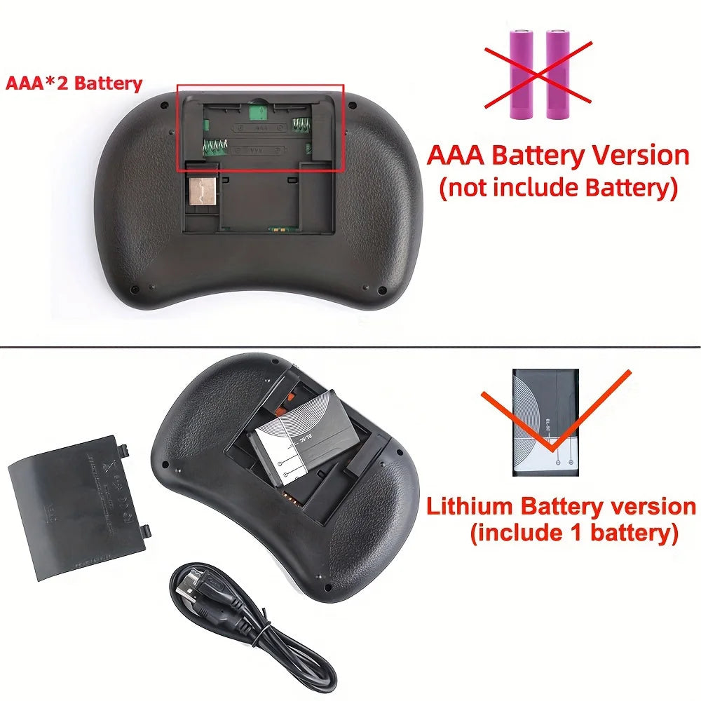 Mini klawiatura bezprzewodowa i8 z touchpadem i podświetleniem RGB – 2.4G, układ RU/EN/FR/ES/AR