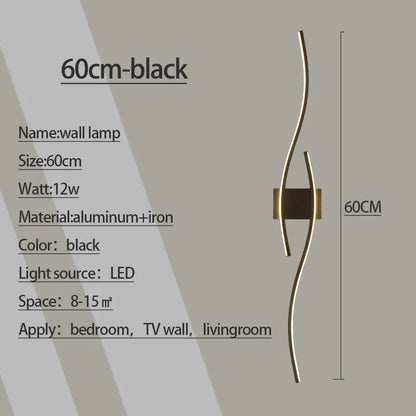 Kinkiet LED Ścienny Aluminiowy 12-18W Salon Sypialnia TV 60-80cm Czarny