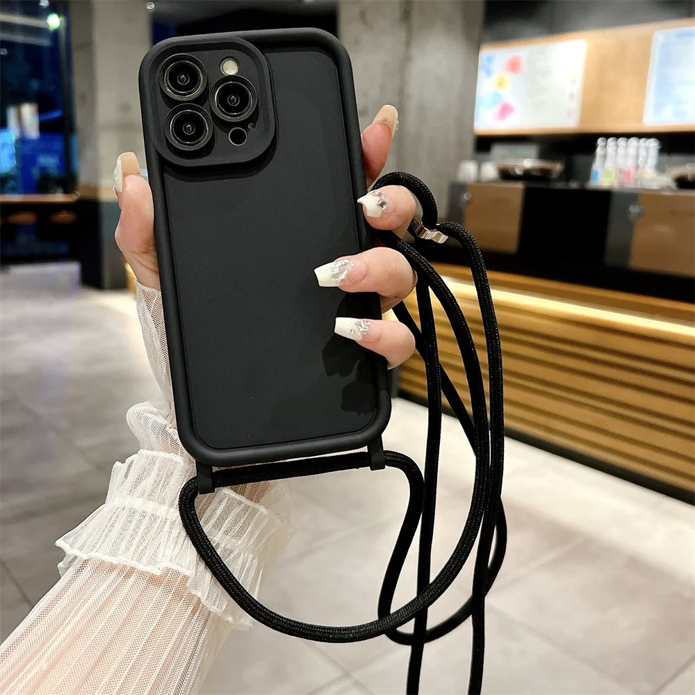 Etui z paskiem przez ramię do iPhone - regulowany sznurek, ochrona przed zarysowaniem