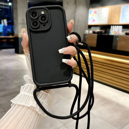 Etui z paskiem przez ramię do iPhone - regulowany sznurek, ochrona przed zarysowaniem