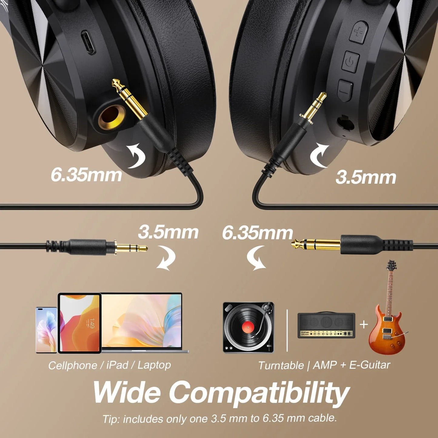 Słuchawki Bluetooth OneOdio Fusion A70 — Hi-Res Audio, 72H, Studio & DJ