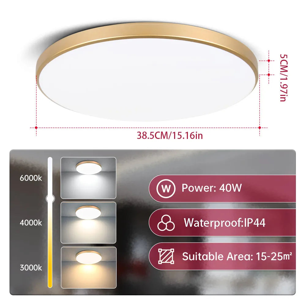 Plafon LED 18W/30W/40W IP44 do łazienki, kuchni i salonu – zimna, neutralna i ciepła biel