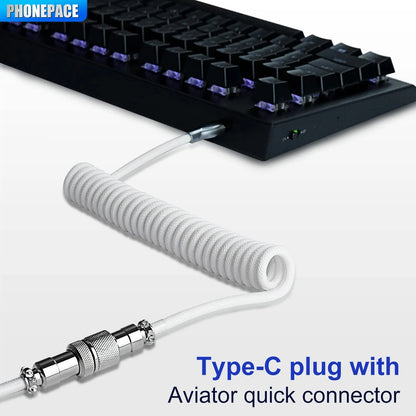 Spiralny Kabel USB-C do Klawiatury Mechanicznej z Złączem Lotniczym Aviator | do 3m
