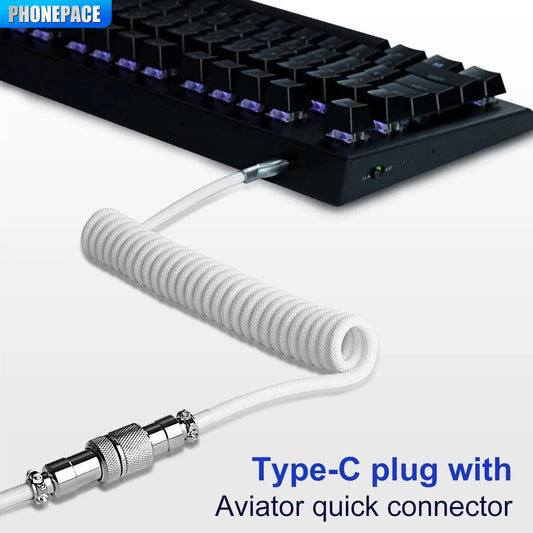 Spiralny Kabel USB-C do Klawiatury Mechanicznej z Złączem Lotniczym Aviator | do 3m
