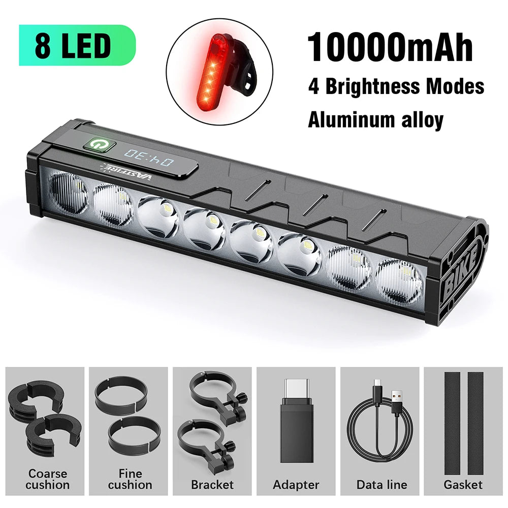 Bicycle Light Front 8/17LED 25500Lumen Bike Light 10000mAh Waterproof Flashlight USB Charging MTB Road Cycling Lamp Accessories