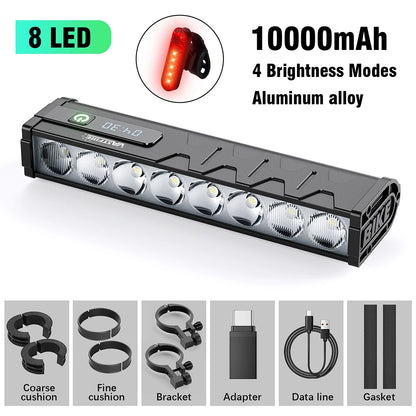 Bicycle Light Front 8/17LED 25500Lumen Bike Light 10000mAh Waterproof Flashlight USB Charging MTB Road Cycling Lamp Accessories