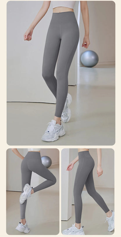 Legginsy Sportowe Prążkowane Bezszwowe – Wysoki Stan, Kontrola Brzucha, Joga