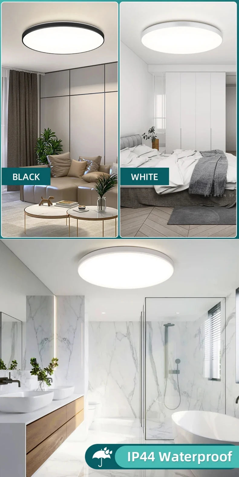 Plafon LED 18W/30W/40W IP44 do łazienki, kuchni i salonu – zimna, neutralna i ciepła biel