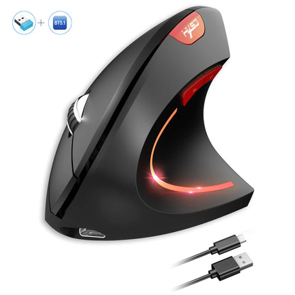 Mysz pionowa bezprzewodowa HXSJ T22 2.4G+BT5.1 ergonomiczna 2400DPI RGB ładowana USB-C