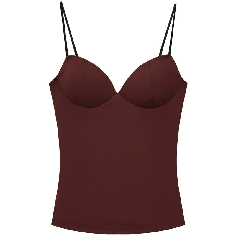 Bordowy Top Gorsetowy Damski Bustier – Elegancki Camisole z Odkrytymi Plecami