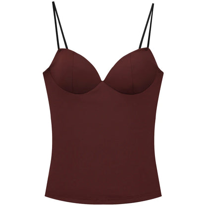 Bordowy Top Gorsetowy Damski Bustier – Elegancki Camisole z Odkrytymi Plecami