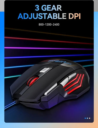 Mysz gamingowa RGB USB przewodowa 7 przycisków 5500 DPI ergonomiczna