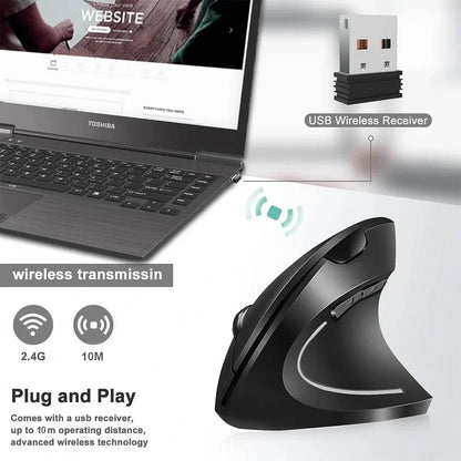 Pionowa Mysz Bezprzewodowa Ergonomiczna 2.4GHz 6 Przycisków DPI 800/1200/1600 do Laptopa PC