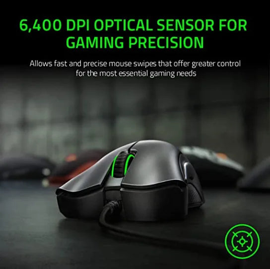 Mysz Gamingowa Razer Przewodowa 6400 DPI 5 Przycisków USB Prawa Ręka LOL E-sport Biuro