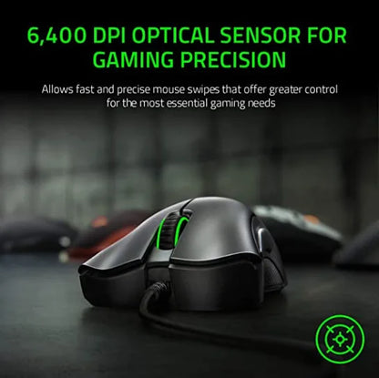Mysz Gamingowa Razer Przewodowa 6400 DPI 5 Przycisków USB Prawa Ręka LOL E-sport Biuro