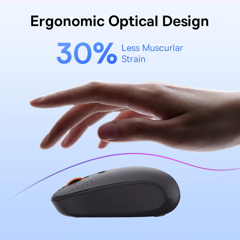 Baseus F01B Mysz Bezprzewodowa Bluetooth 3w1 (BT5.0 + BT3.0 + 2.4GHz) 1600DPI Cicha Ergonomiczna