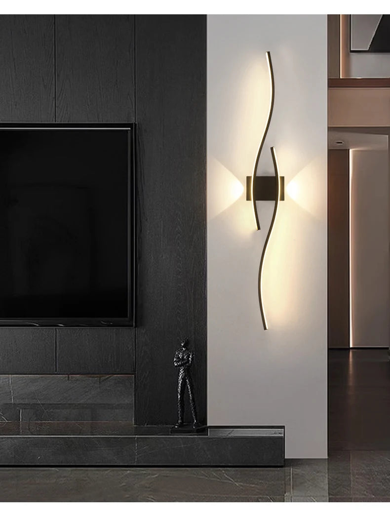 Kinkiet LED Ścienny Aluminiowy 12-18W Salon Sypialnia TV 60-80cm Czarny