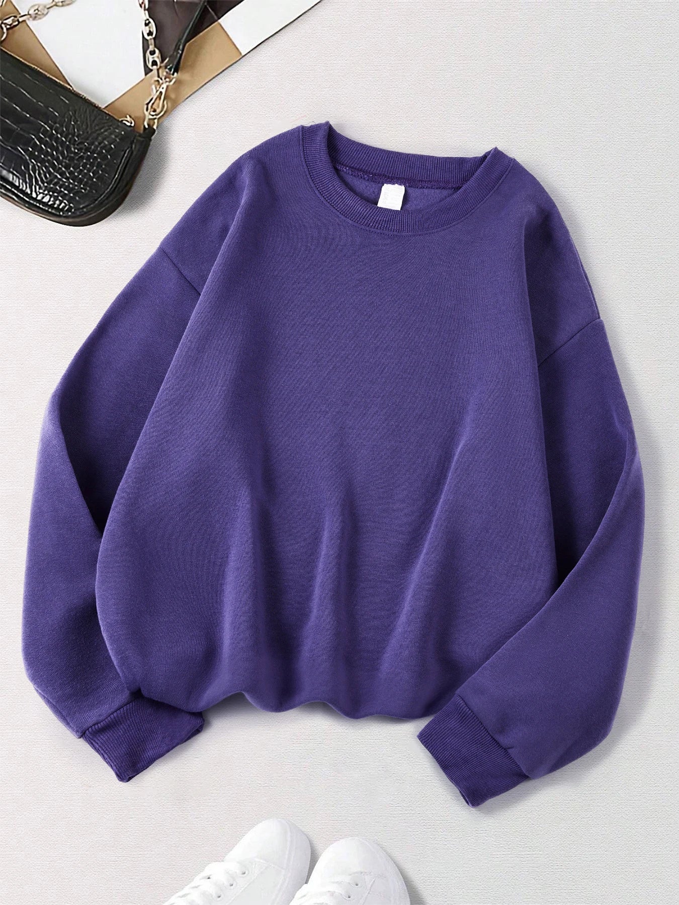 Ciepła Bluza Polarowa Damska bez Kaptura – Luźny Pullover na Jesień Zimę