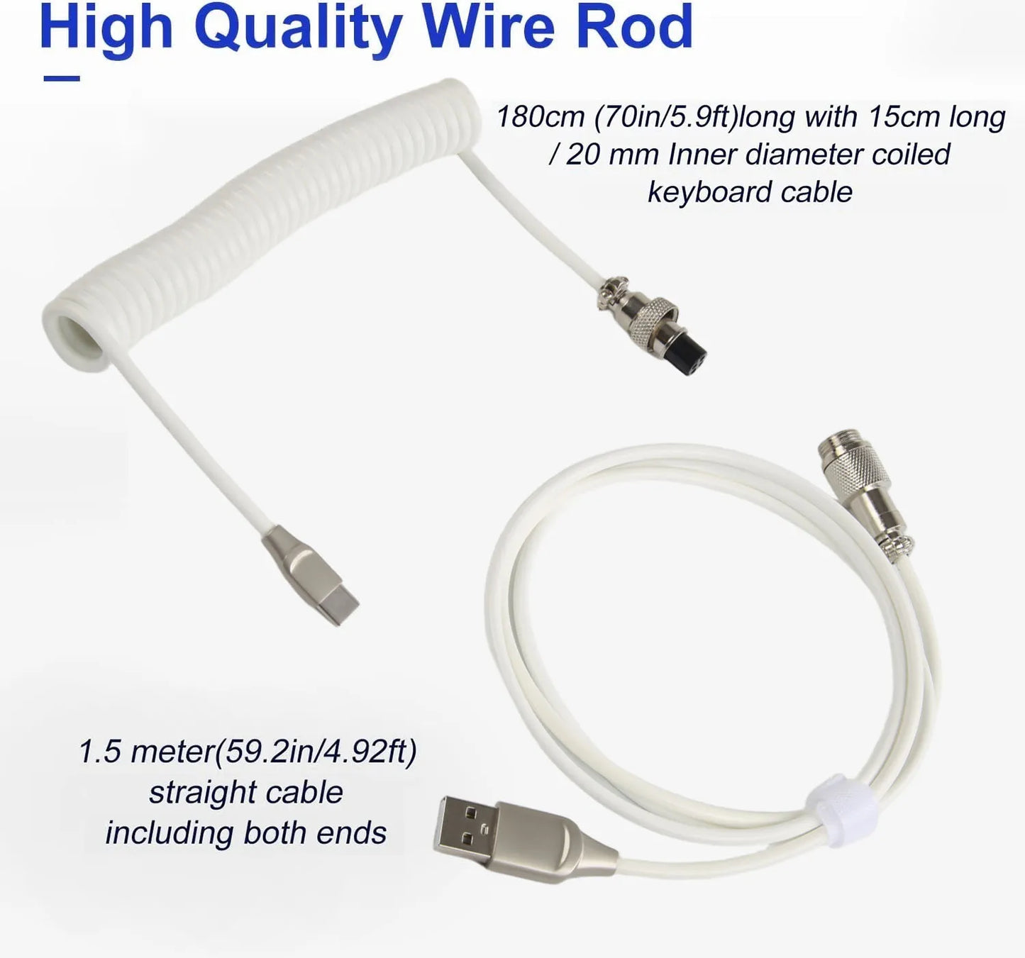 Spiralny Kabel USB-C do Klawiatury Mechanicznej z Złączem Lotniczym Aviator | do 3m