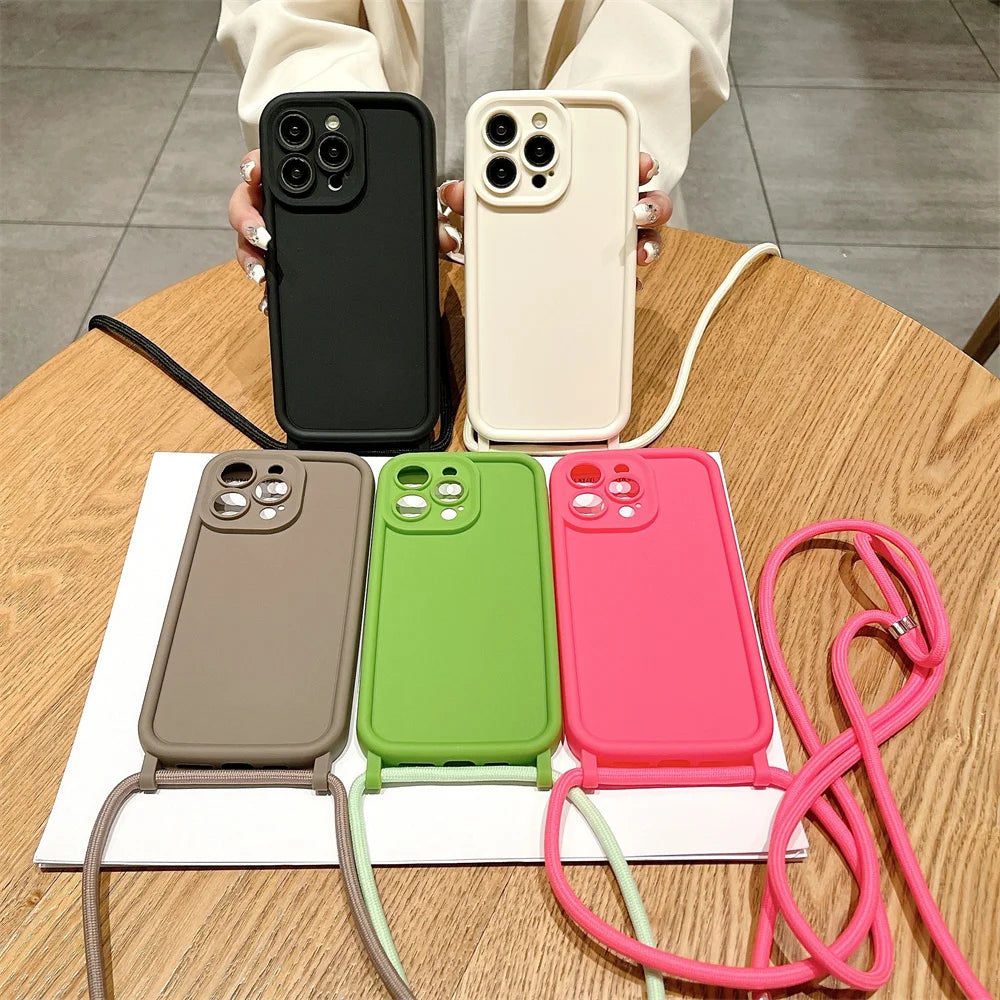 Etui z paskiem przez ramię do iPhone - regulowany sznurek, ochrona przed zarysowaniem