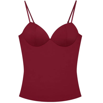 Bordowy Top Gorsetowy Damski Bustier – Elegancki Camisole z Odkrytymi Plecami
