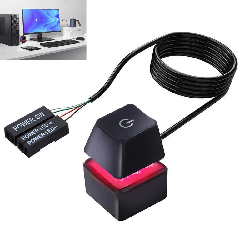 Przełącznik Start/Reset PC z Podświetleniem RGB – Kabel 1,8m