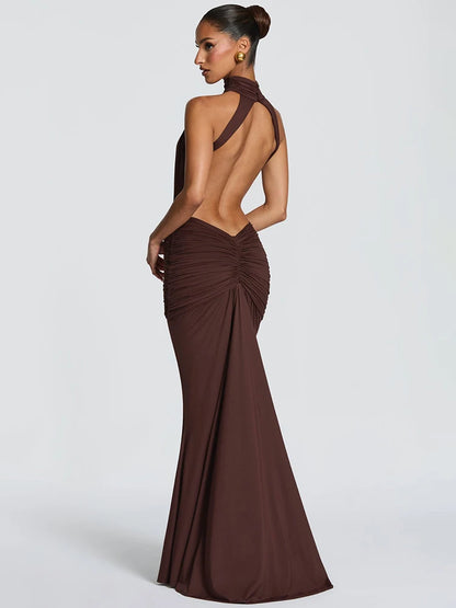 Długa Sukienka Wieczorowa Bodycon z Odkrytymi Plecami – Elegancka Maxi na Imprezę