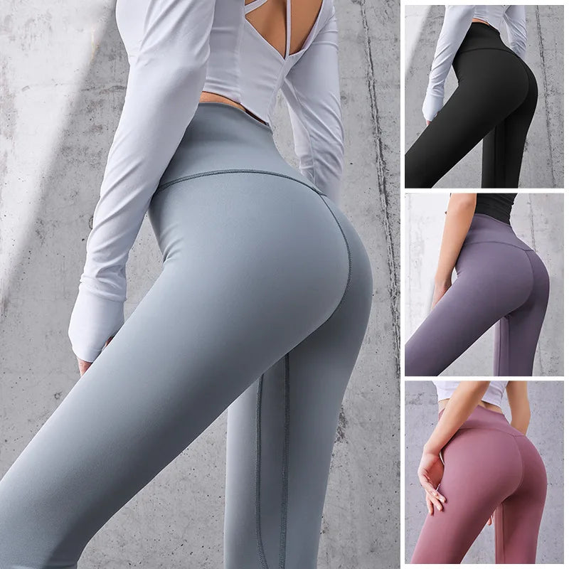 Legginsy Sportowe Prążkowane Bezszwowe – Wysoki Stan, Kontrola Brzucha, Joga