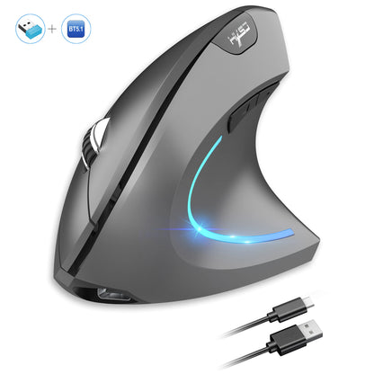 Mysz pionowa bezprzewodowa HXSJ T22 2.4G+BT5.1 ergonomiczna 2400DPI RGB ładowana USB-C