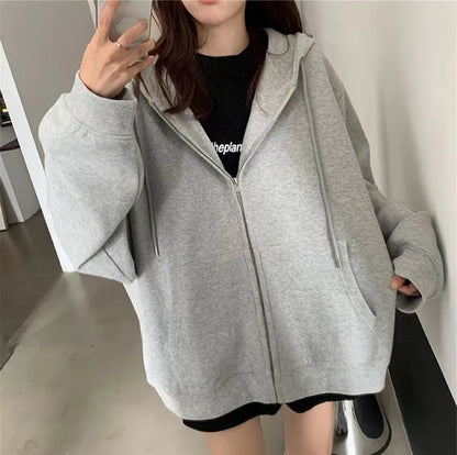 Bluza Kurtka Damska z Zamkiem Y2K Harajuku – Koreański Streetwear Jesień