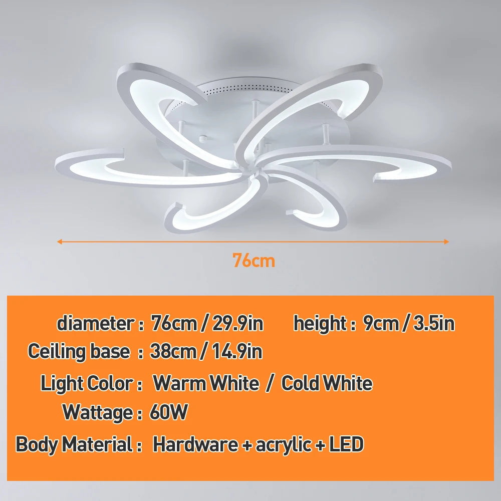 Lampa sufitowa LED Kwiat | Akryl i aluminium | 3 barwy światła | Pilot | 10-15 m²
