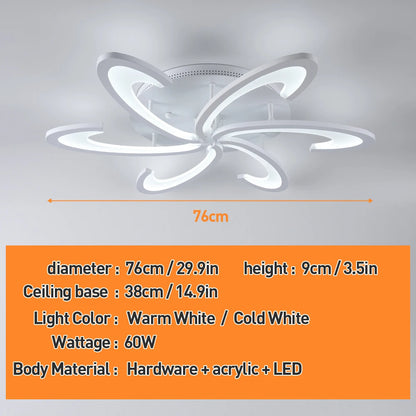 Lampa sufitowa LED Kwiat | Akryl i aluminium | 3 barwy światła | Pilot | 10-15 m²