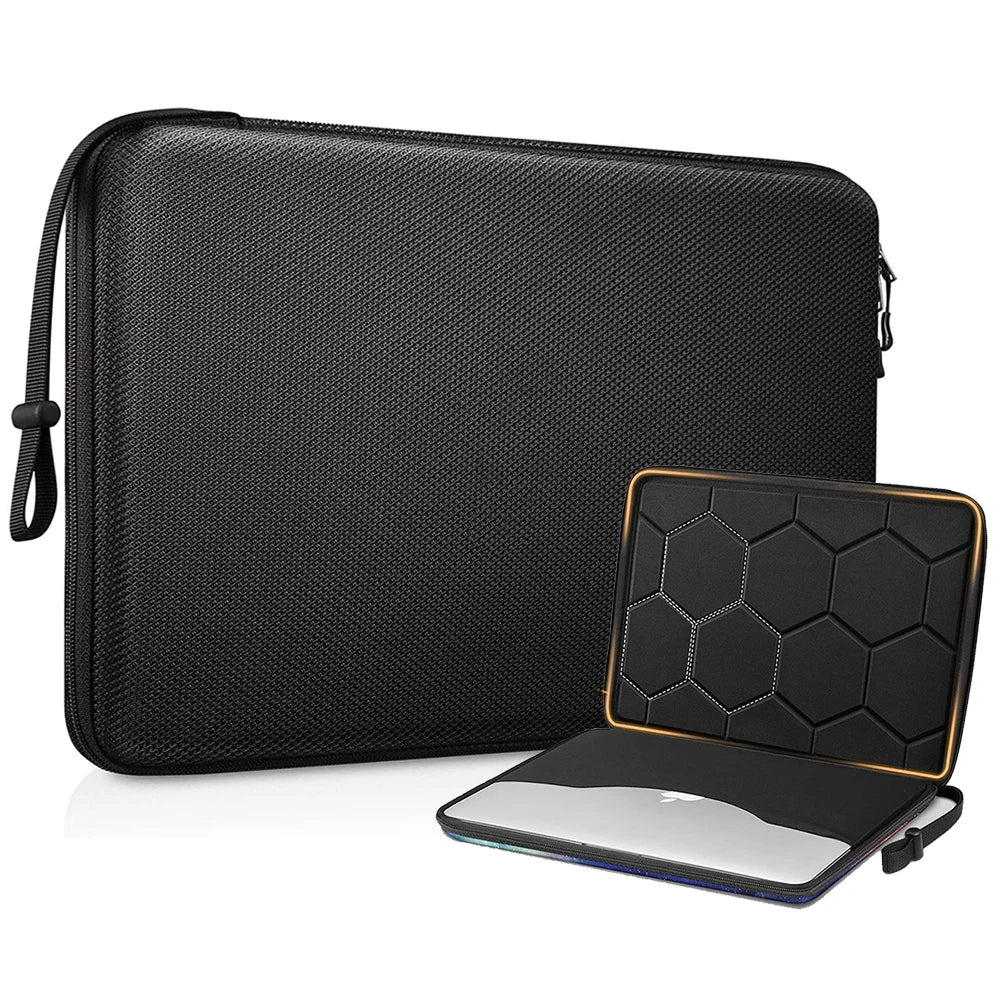 Etui na laptopa 13 14 15,6 cala EVA wodoodporne z paskami czarne
