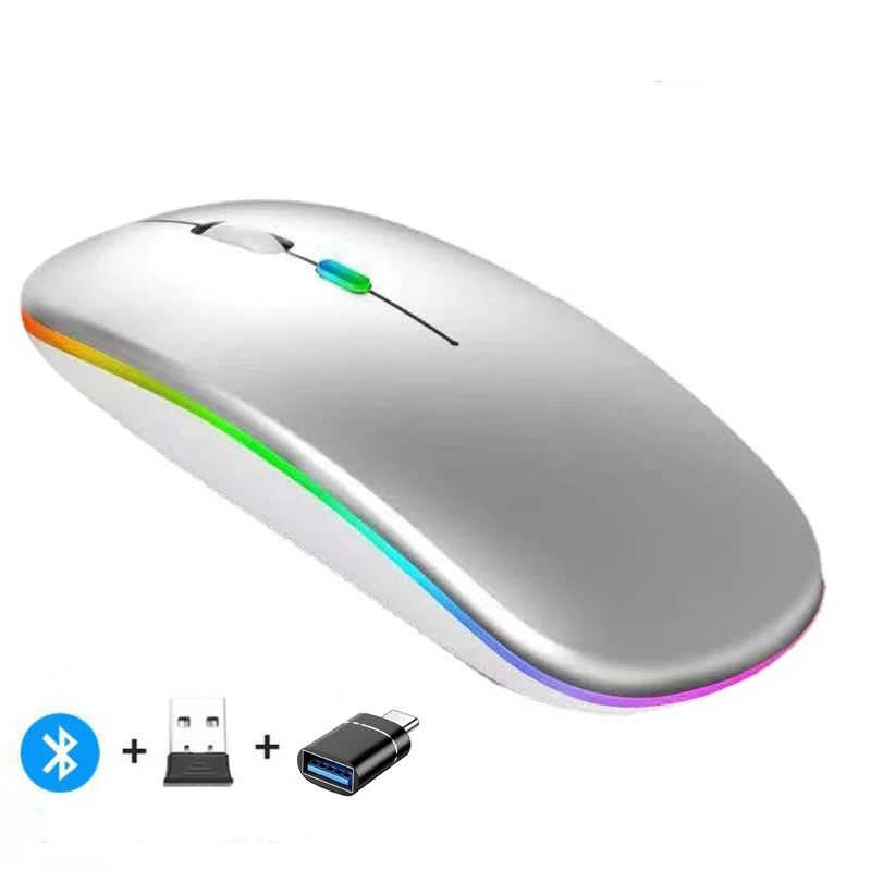 Mysz bezprzewodowa Bluetooth 2.4GHz cicha ładowana USB 1600 DPI