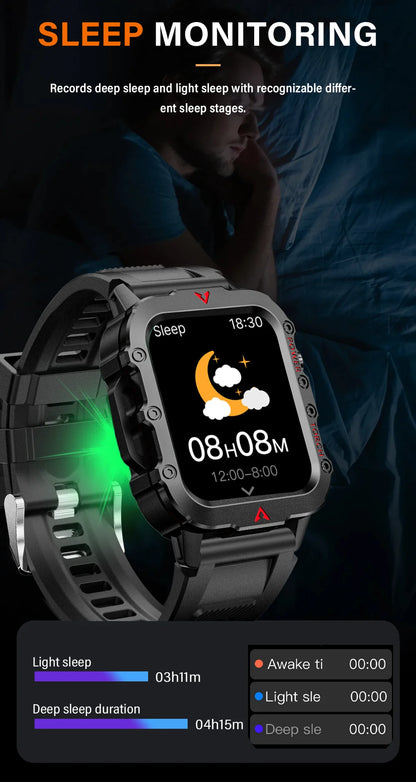 Smartwatch LAXASFIT Q11 – Latarka LED, Monitorowanie Zdrowia, Sport