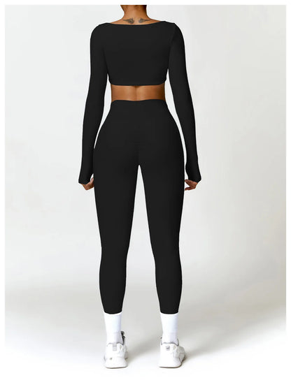 Sportowy Crop Top Damski z Kwadratowym Dekoltem – Szybkoschnący do Jogi i Siłowni