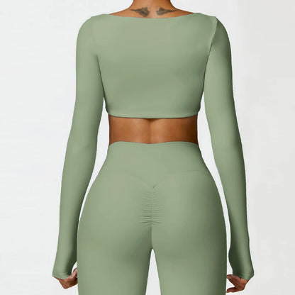 Sportowy Crop Top Damski z Kwadratowym Dekoltem – Szybkoschnący do Jogi i Siłowni