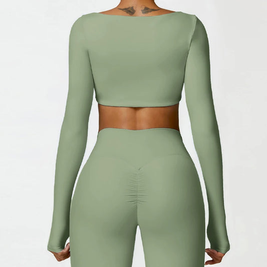 Sportowy Crop Top Damski z Kwadratowym Dekoltem – Szybkoschnący do Jogi i Siłowni