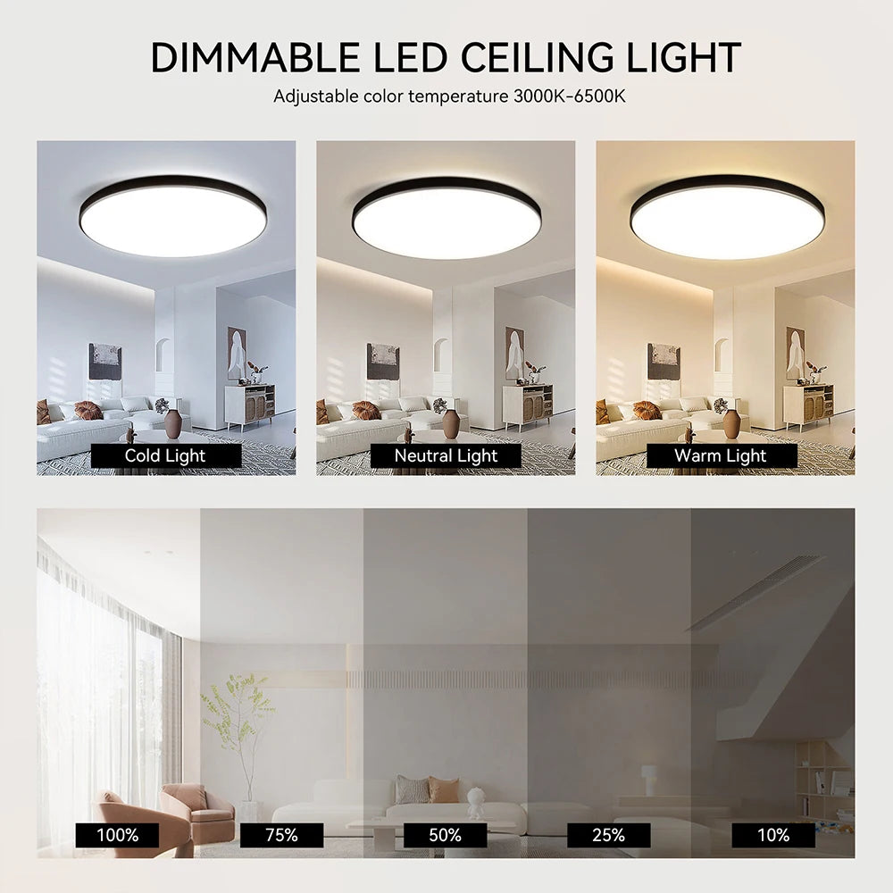 Lampa sufitowa LED 15W-50W | Plafon do kuchni, salonu, sypialni | 3000K/4000K/6500K | 220V